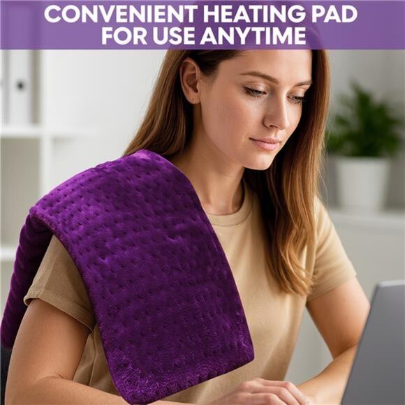 Heating Pad 12" x 24" – Fast Heating to 150°F, 2X Thicker Flannel - Picture 5 of 9